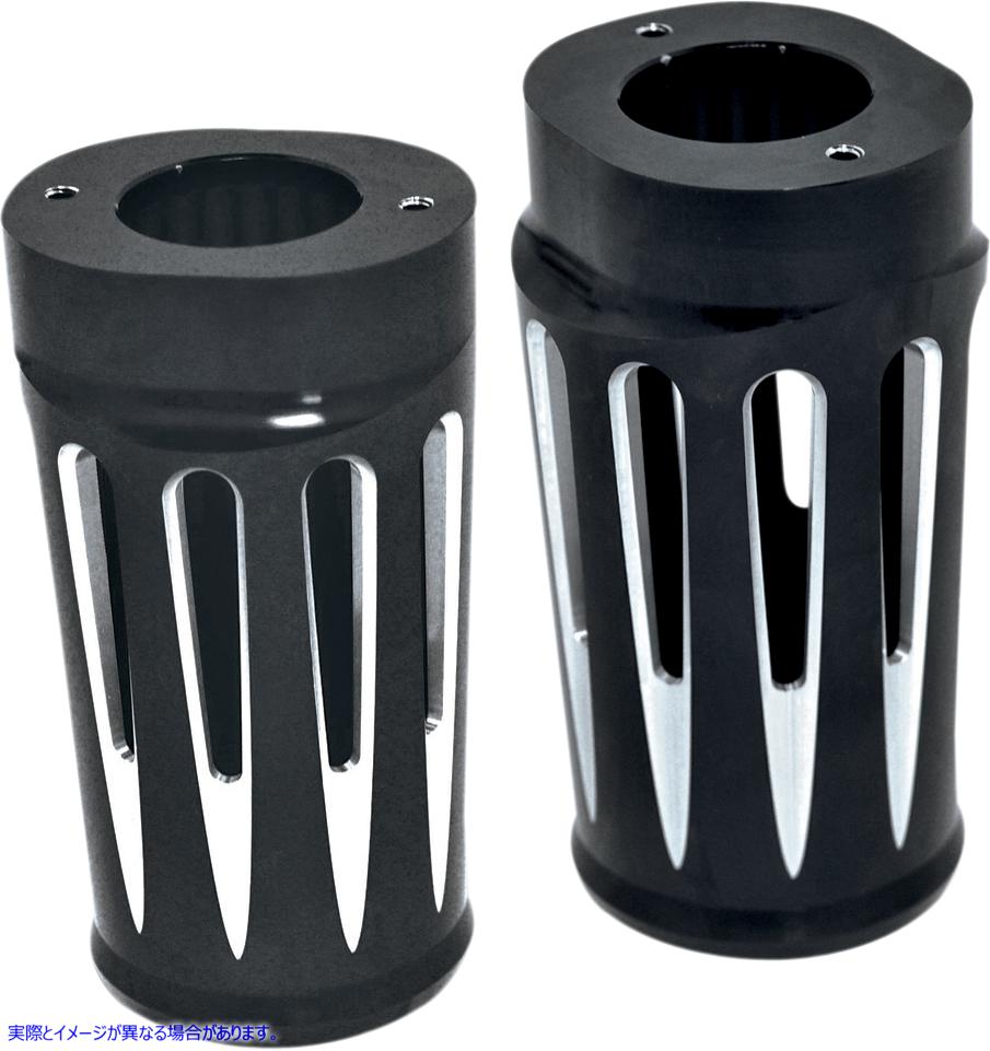 取寄せ アルミニウムフォークブートカバー - ディープカット アレンネス Fork Boot Covers - Black Anodized - Deep Cut - FLHTD 20-014 04110015