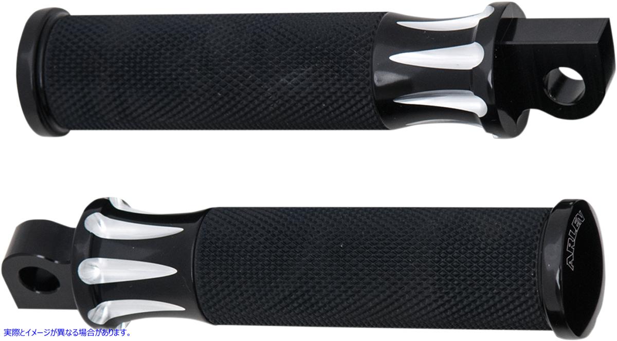 取寄せ フュージョンの男性マウントフットペグ アレンネス Footpegs - Deep Cut - Black 07-909 16200894