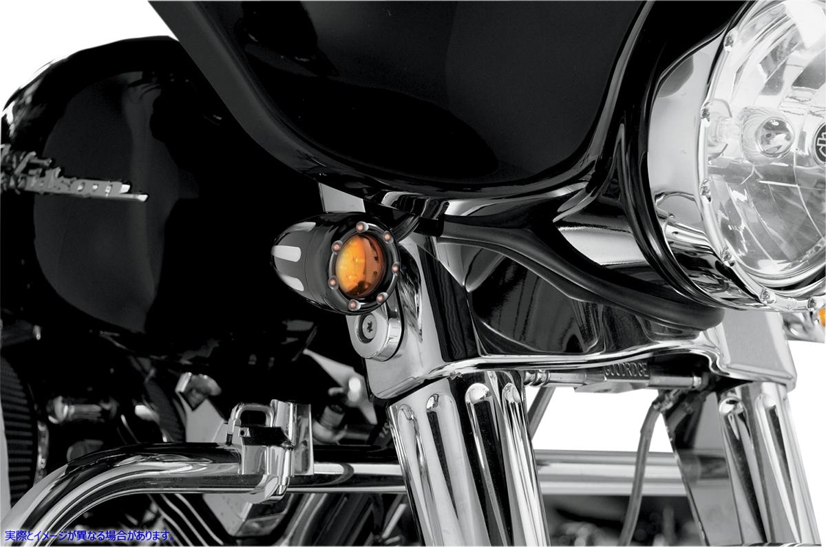 取寄せ Deep Cut Factoryスタイルのターンシグナル/ LEDファイアリング アレンネス Turn Signals - LED - Deep Cut - Black/Amber - Amber Ring 12-753 20400837