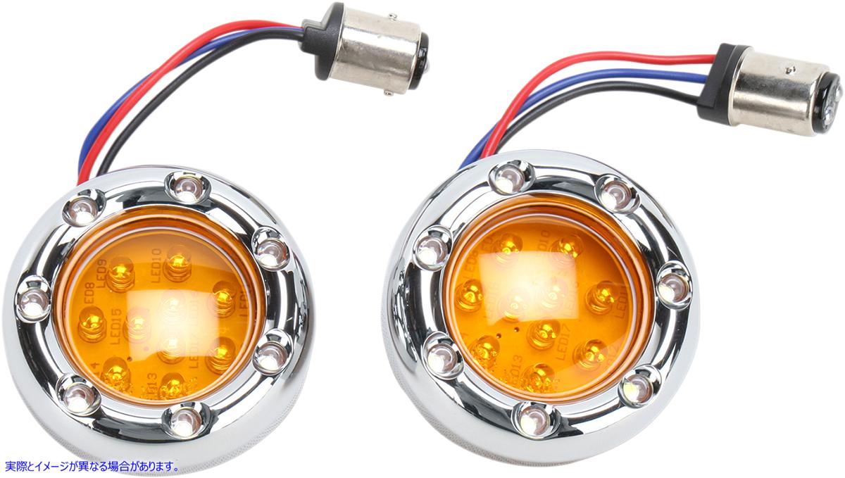取寄せ 工場用の「ファイヤーリング」キット「デューススタイル」ターン信号ハウジング アレンネス LED Light Kit for Factory Turn Signal Housing - Amber/White - Chrome 12-757 20400850