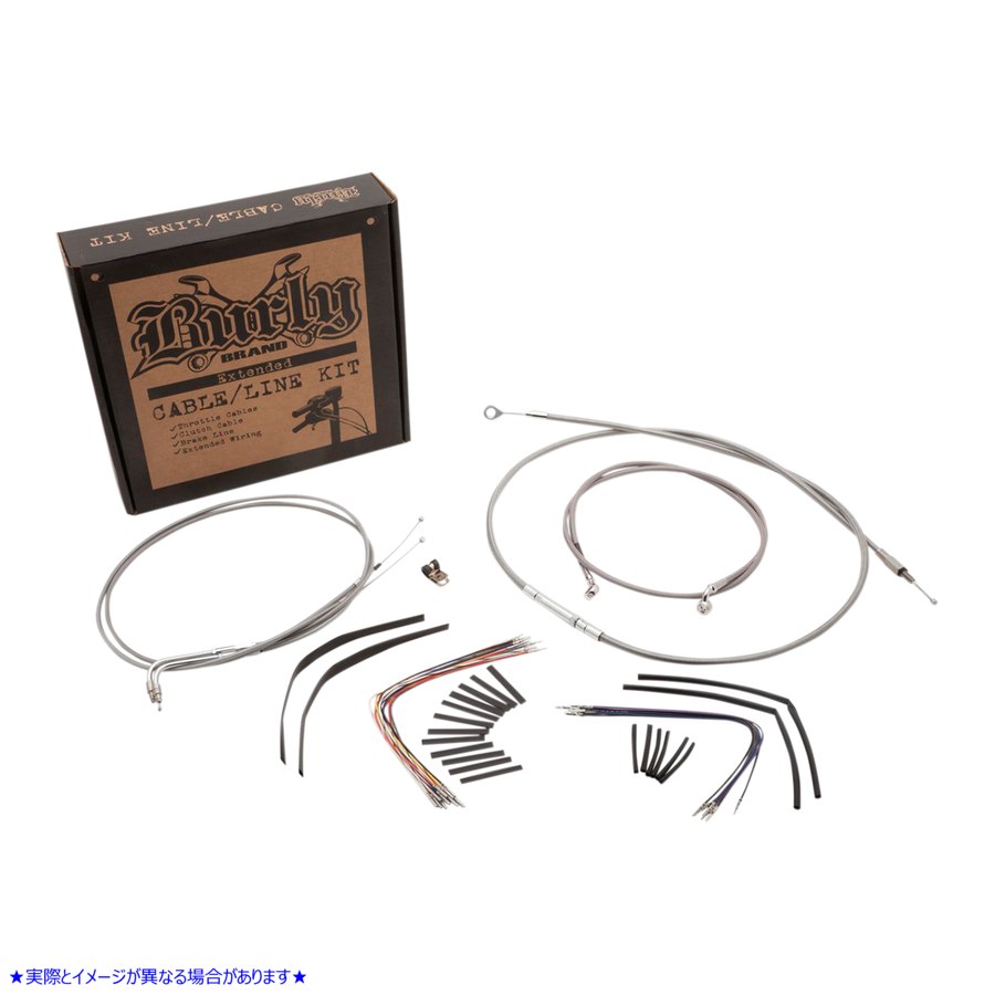 取寄せ コンプリートステンレス編組ハンドルケーブル/ブレーキラインキットを完成させます バーリーブランド Complete Stainless Braided Handlebar Cable/Brake Line Kit - 14 Ape Hanger Handlebars B30-1049 06100710
