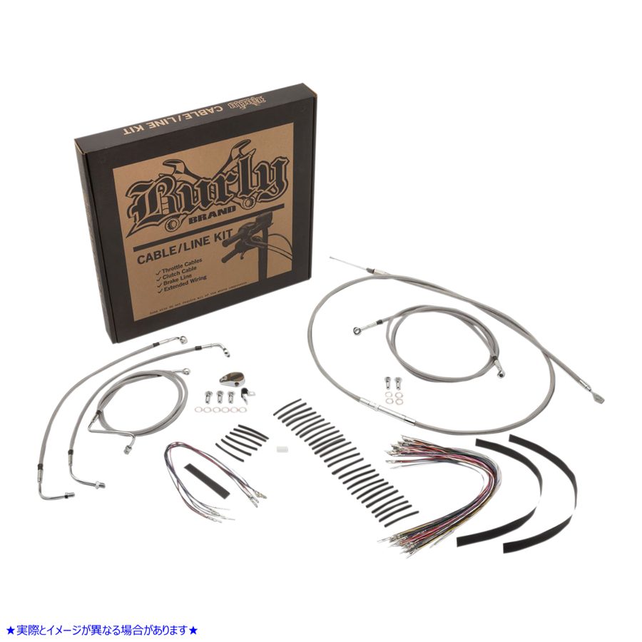 取寄せ コンプリートステンレス編組ハンドルケーブル/ブレーキラインキットを完成させます バーリーブランド Complete Stainless Braided Handlebar Cable/Brake Line Kit - 13 Ape Hanger Handlebars B30-1232 06620538