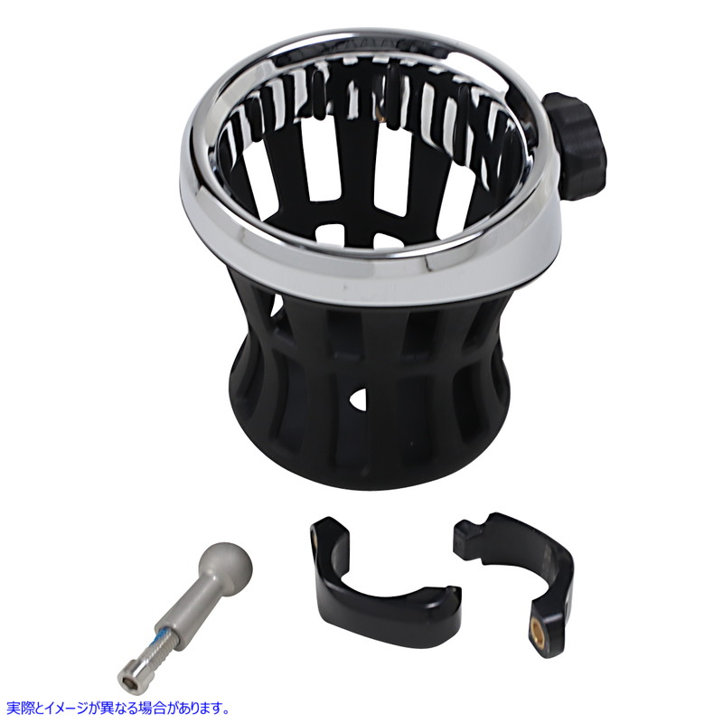 取寄せ ドリンクホルダー シロ CIRO Drink Holder - 1-1/4 Handlebar Mount - Chrome/Black 50415 06360024