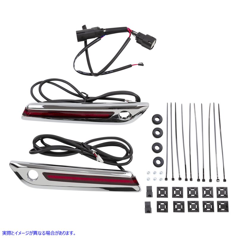 取寄せ LEDサドルバッグヒンジカバー シロ CIRO Hinge Covers - Red/Chrome 40170 35011823