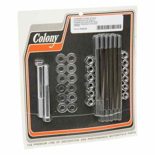 取寄せ Chrome Stock HEX-HEADハードウェアキット コロニー Studs - Motor Case - Big Twin 8143-34 DS189854