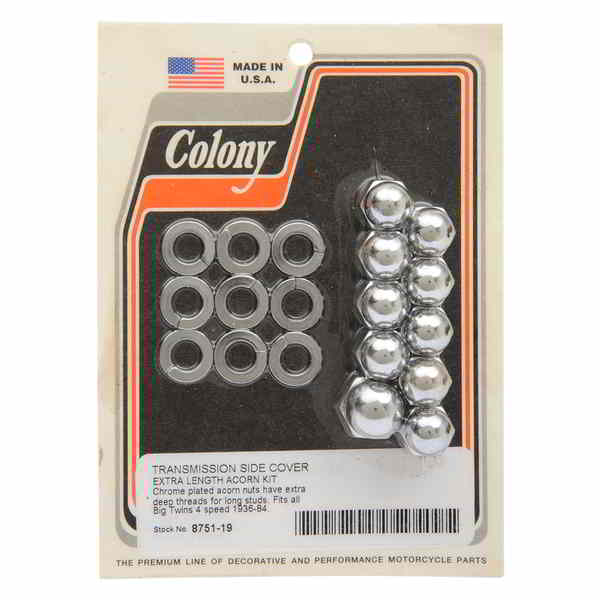 取寄せ Chrome Acorn Hardwareキット コロニー Acorn Nut Kit - Transmission Side Cover 8751-19 DS189860