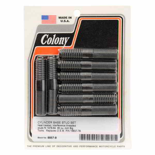 取寄せ シャベルヘッド用のクランクケース コロニー Cylinder Stud Set - '78-'84 Big Twin 8857-8 DS189955