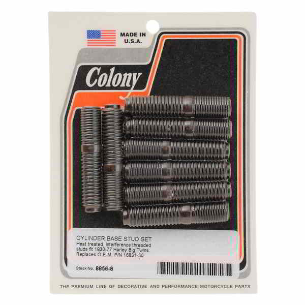 取寄せ シャベルヘッド用のクランクケース コロニー Cylinder Stud Set - '30-'77 Big Twin 8856-8 DS189956