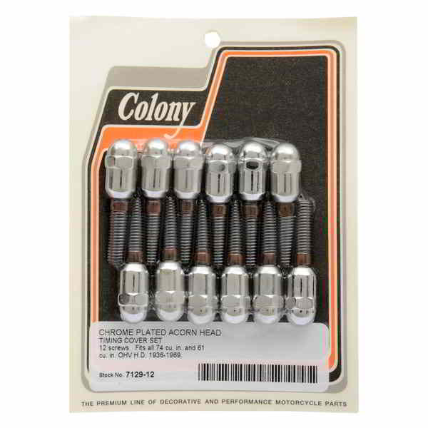 取寄せ Chrome Acorn Hardwareキット コロニー Acorn Screw Kit - Cam Cover - '36-'69 Big Twin 7129-12 DS189996