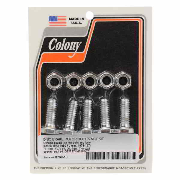 取寄せ ナット付き取り付けハードウェアキット - ブレーキローター - 六角 - 1インチ コロニー Mounting Hardware Kit with Nuts - Brake Rotor - Hex - 1 8738-10 DS190493