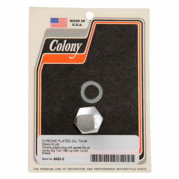 取寄せ 排水プラグ コロニー Drain Plug - Oil Tank with Gasket - Standard - Chrome 8493-2 DS190899
