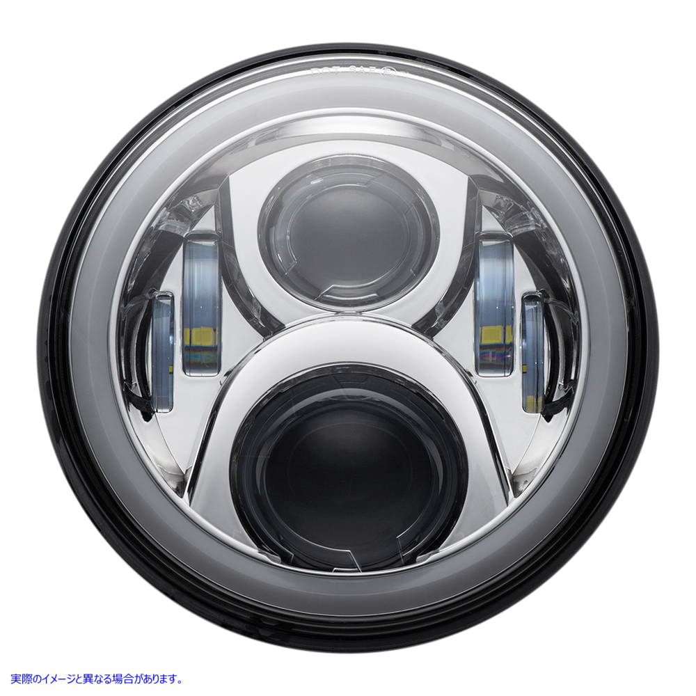 取寄せ 7 LEDハローヘッドランプが取り付けリング付き カスタムダイナミクス Headlamp - 7 - LED - Chrome CD-7-13-C 20012375