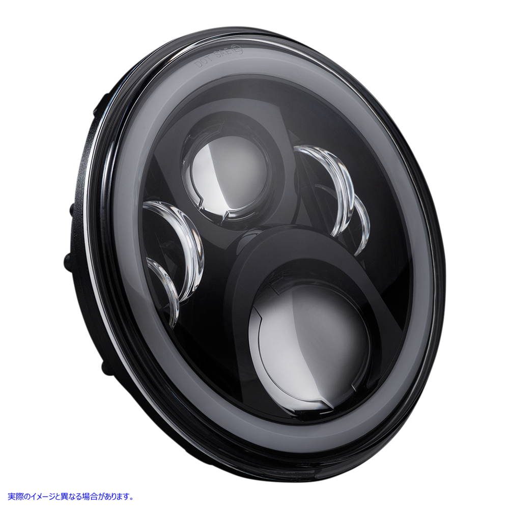 取寄せ ツーリングアダプターを備えた7 ハローヘッドランプ カスタムダイナミクス Headlamp - 7 - LED - Black CD-7-14-B 20012376