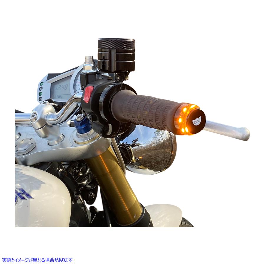 取寄せ LEDハンドルバーエンド信号/ランニングライト カスタムダイナミクス Handlebar End Dual LED Lights - Universal CD-BAR-END-AW-B 20201889