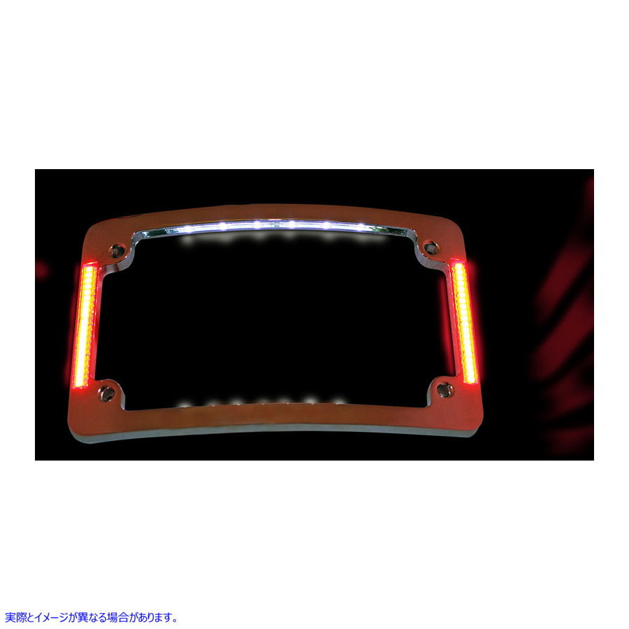 取寄せ フラッシュマウントLEDを備えたTri-Radiusナンバープレートフレーム カスタムダイナミクス Tri-Radius License Plate Frame w Flushmount LEDs - Chrome TF06-C 20300843