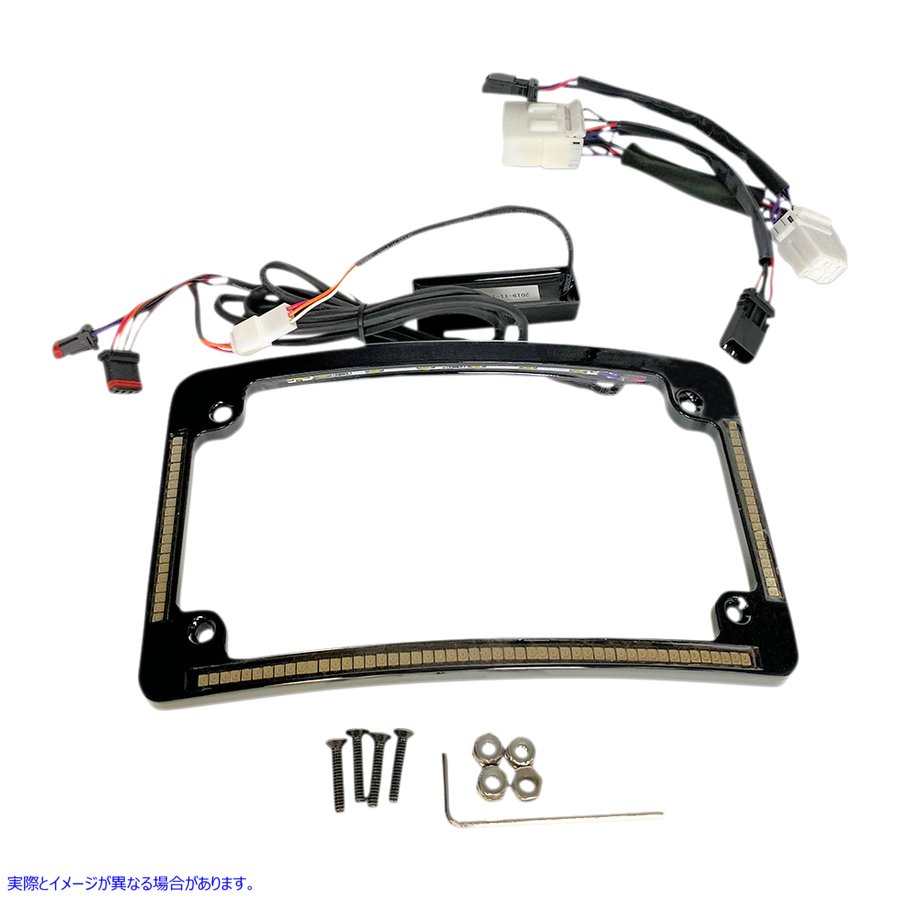 取寄せ プラグアンドプレイラン/ブレーキ/ターンLEDラジアスナンバープレートフレーム カスタムダイナミクス All in One License Plate Frame - Black TF05-HD-B 20301491