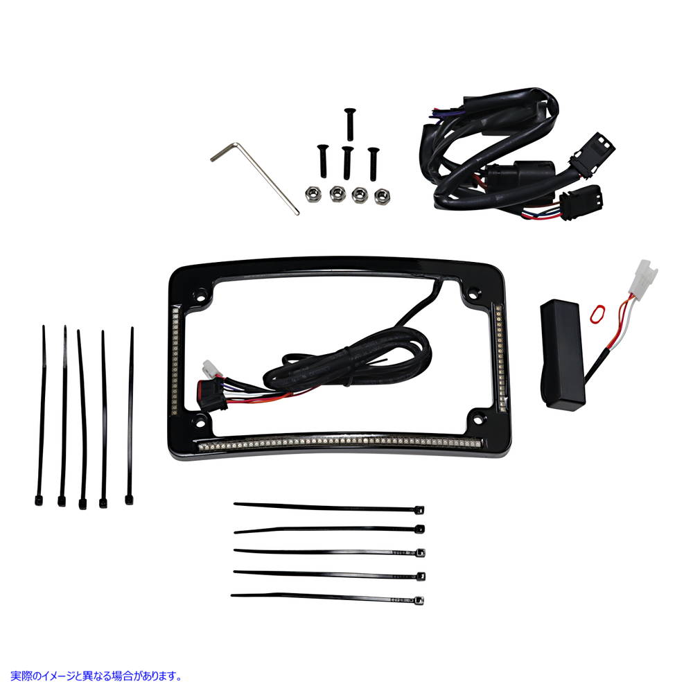 取寄せ プラグアンドプレイラン/ブレーキ/ターンLEDラジアスナンバープレートフレーム カスタムダイナミクス All in One License Plate Frame - Black TF05-SS6-B 20301493