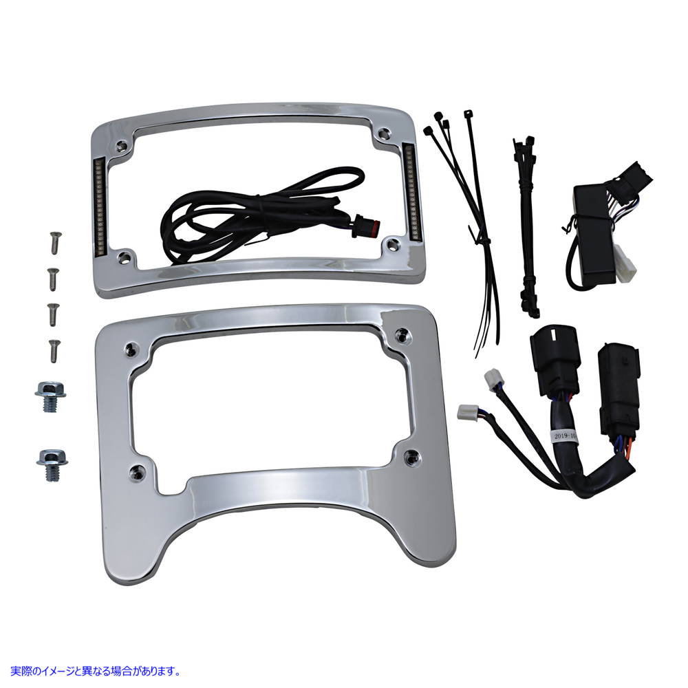 取寄せ Tri Radius照らされたプレートフレームを備えたターン信号エリミネーター カスタムダイナミクス License Plate Frame/Turn Signal Eliminator - Chrome TS-ELIM-06BCM-C 20301496