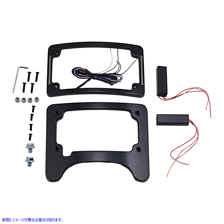 取寄せ Tri Radius照らされたプレートフレームを備えたターン信号エリミネーター カスタムダイナミクス Turn Signal Eliminator/Illuminated Tri-Frame - Gloss Black TS-ELIM-06HW-B 20301497