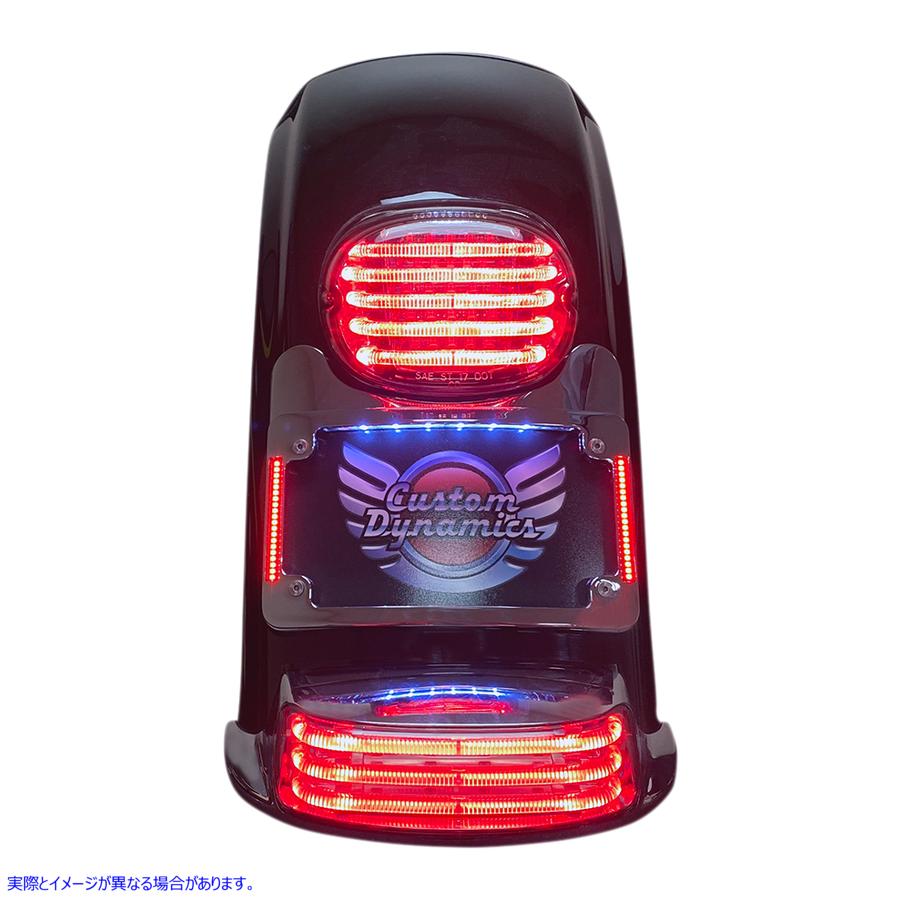 取寄せ Tri Radius照らされたプレートフレームを備えたターン信号エリミネーター カスタムダイナミクス Turn Signal Eliminator/Illuminated Tri-Frame - Chrome TS-ELIM-06HW-C 20301498