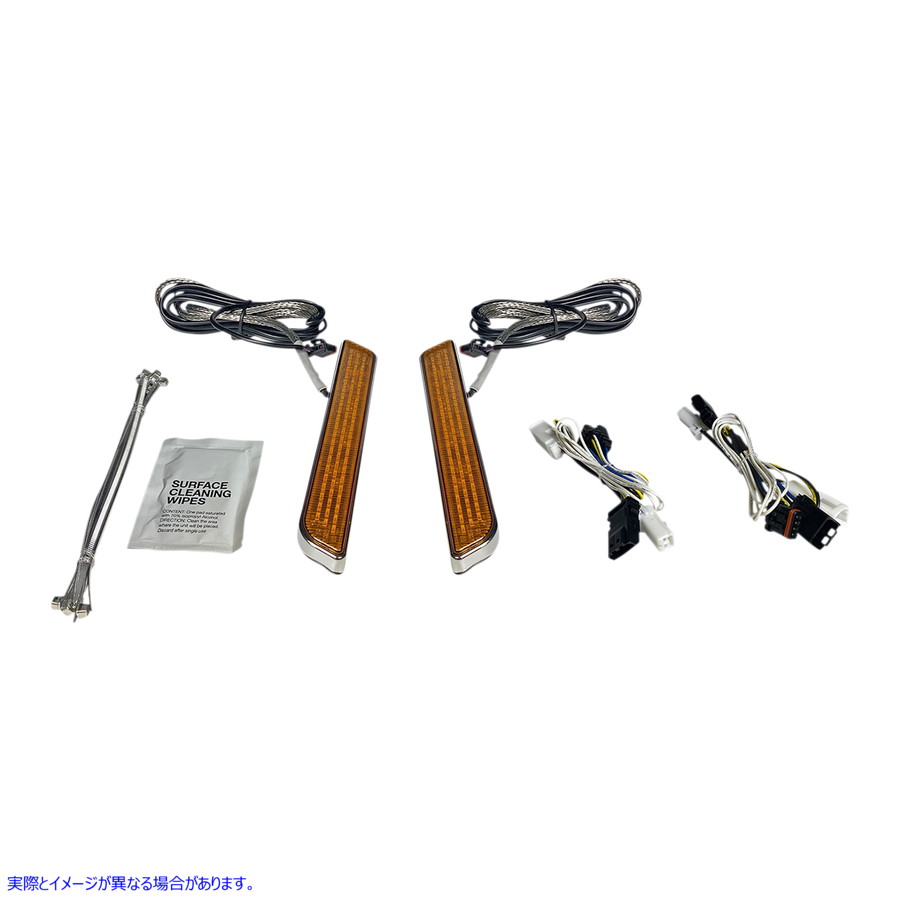 取寄せ LEDフロントフォークライト? カスタムダイナミクス LED Fork Light - Amber - Chrome CD-FORK-BCM-AC 20402648