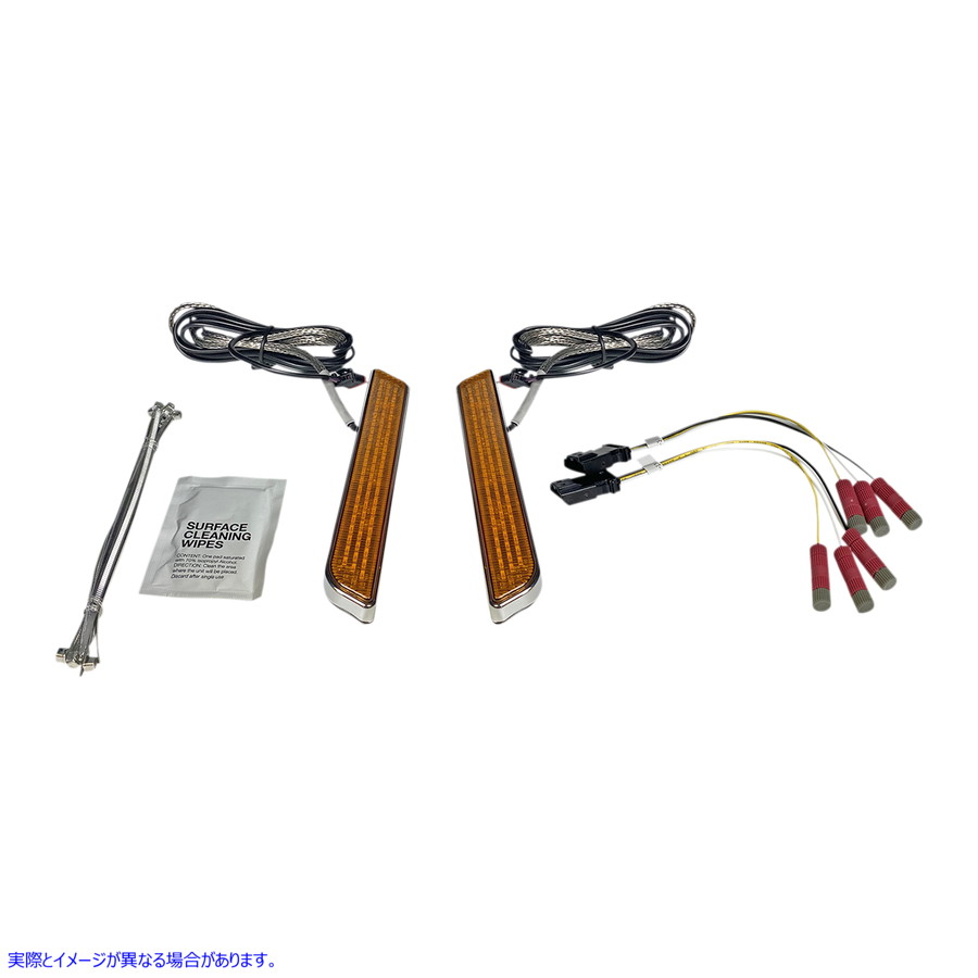 取寄せ ユニバーサルLEDフロントフォークライト? カスタムダイナミクス LED Fork Light - Amber - Chrome CD-FORK-UNV-AC 20402664