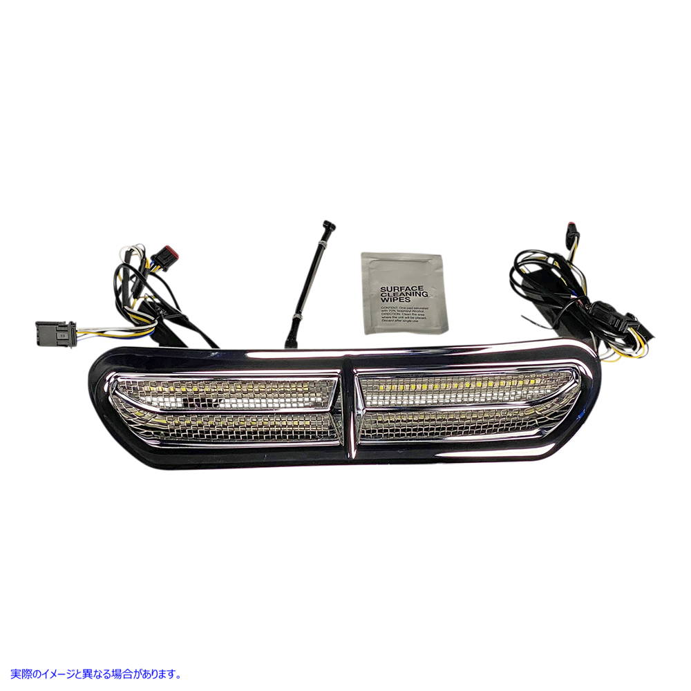 取寄せ GenesisR4オールインワンダイナミックLEDバットウィングフェアリングベントインサート カスタムダイナミクス LED Vent Insert - Amber/White - Chrome w/ Stainless Mesh CD-VENT-AW2-C 20402811