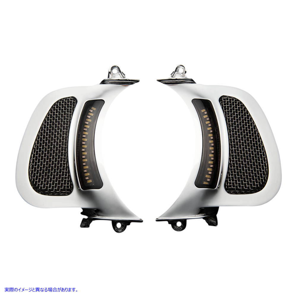 取寄せ GenesisR4Dynamic LEDRoadRベントインサート カスタムダイナミクス LED Vent Insert - Amber/White - Chrome w/ Stainless Mesh CD-RG-V-AW2-C 20402814