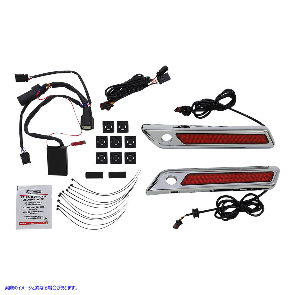 取寄せ サドルバッグラッチデュアルカラーアクセントライト カスタムダイナミクス Latch Light - Saddlebag - Dual Color - Red - Chrome CD-SBL-DC-RC 20402868