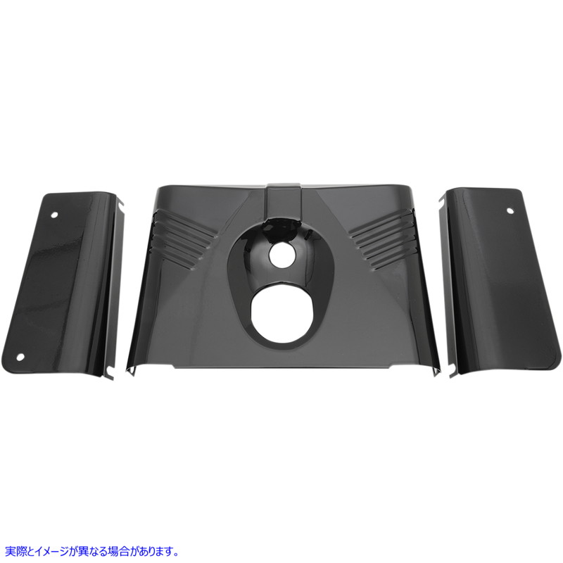 取寄せ フォーク缶 ドラッグスペシャリティーズ Fork Tins - Gloss Black - Ribbed - '86-'17 FLST - 3-Piece 0411-0143 04110143