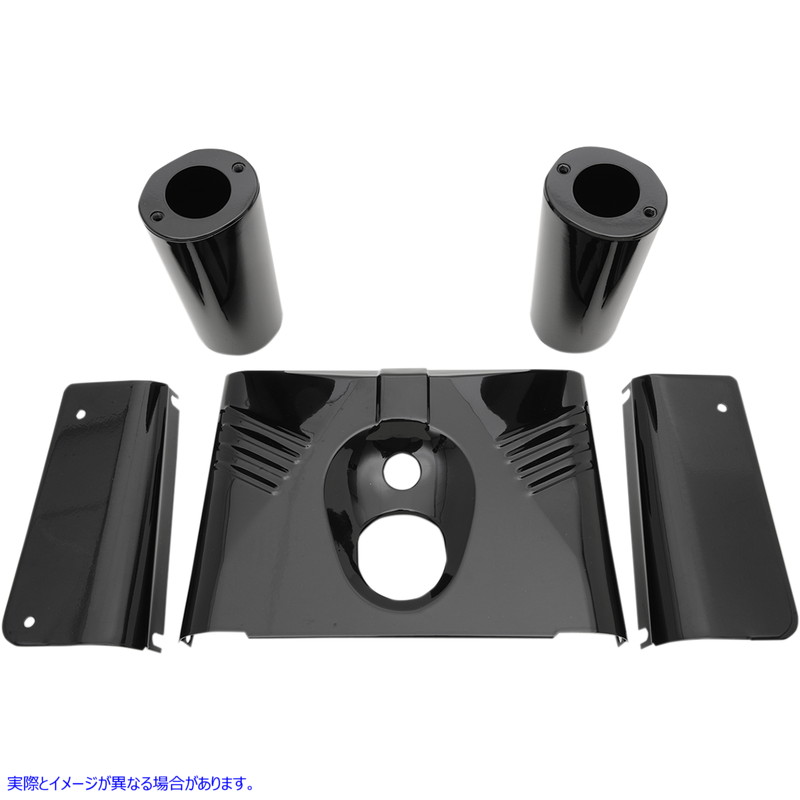 取寄せ フォーク缶 ドラッグスペシャリティーズ Fork Tins - Gloss Black - Ribbed - '86-'17 FLST - 5-Piece 0411-0144 04110144