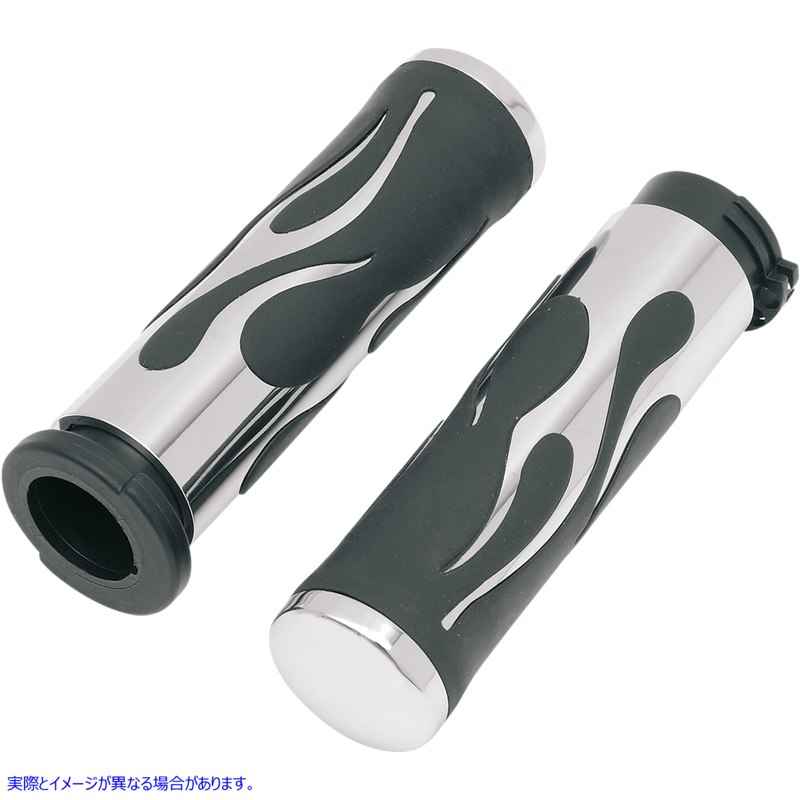 取寄せ フレイムのあるグリップ ドラッグスペシャリティーズ Grips - Flamed - Chrome 0630-0268 06300268