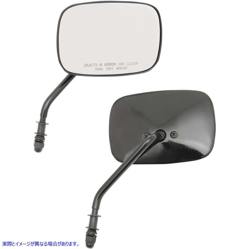 取寄せ OEMスタイルの長方形ミラー ドラッグスペシャリティーズ Rectangle Mirrors - Short -Black 0640-0981 06400981