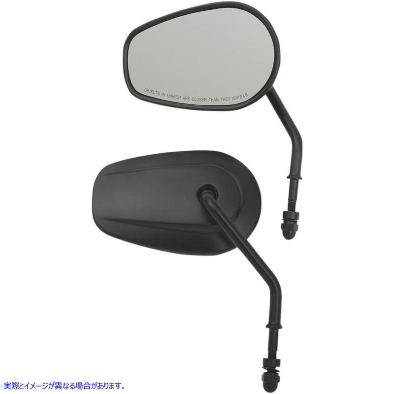 取寄せ OEMスタイルのTeardrop Mirror ドラッグスペシャリティーズ Replacement Mirrors - Short Stem - Black 0640-1308 06401308