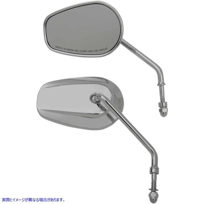取寄せ OEMスタイルのTeardrop Mirror ドラッグスペシャリティーズ Replacement Mirrors - Long Stem - Chrome 0640-1309 06401309