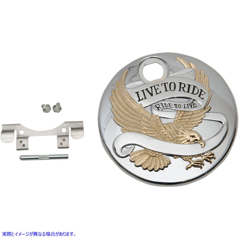 取寄せ 「ライブトゥライド」フューエルコンソールドア ドラッグスペシャリティーズ Live to Ride Console Door - Chrome with Gold 0703-0742 07030742