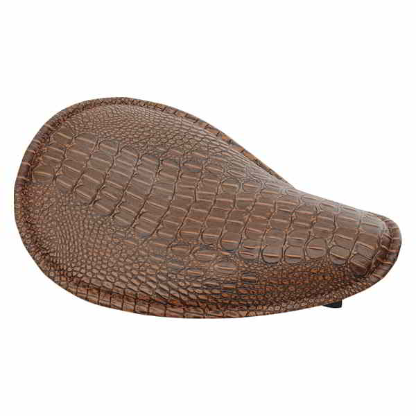 取寄せ スプリングのソロシート ドラッグスペシャリティーズ Seat - Spring Solo - Low-Profile - Small - Faux Alligator/Brown Stitching 0806-0096 08060096
