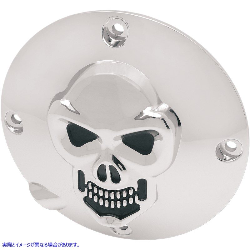 取寄せ 3-Dスカルダービーカバー ドラッグスペシャリティーズ Skull Derby Cover - Chrome - 4-Hole 1107-0034 11070034