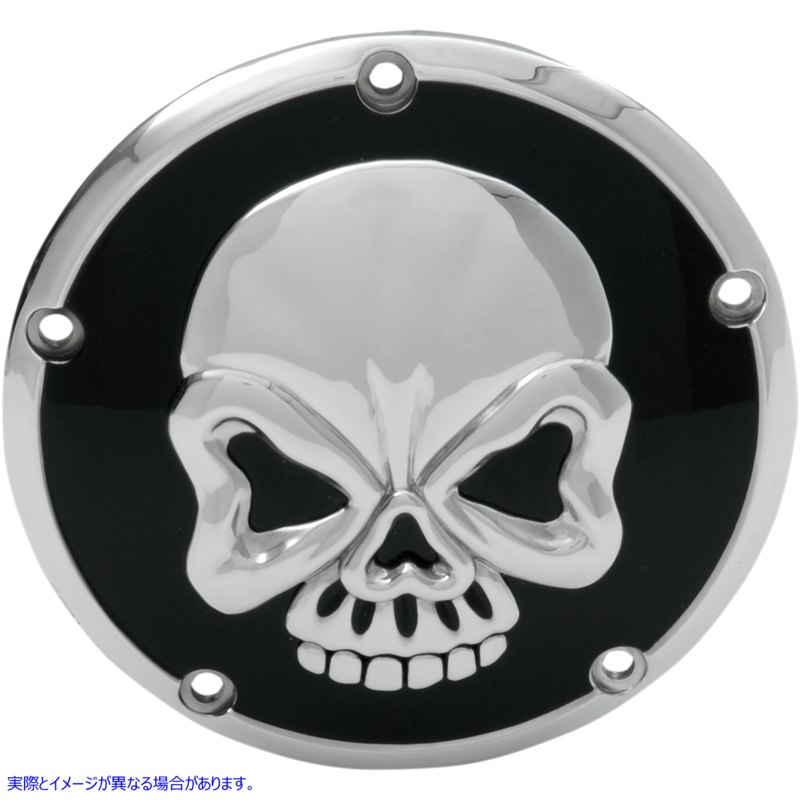 取寄せ 頭蓋骨ダービーカバー ドラッグスペシャリティーズ Derby Cover - Chrome/Black - Skull 1107-0327 11070327