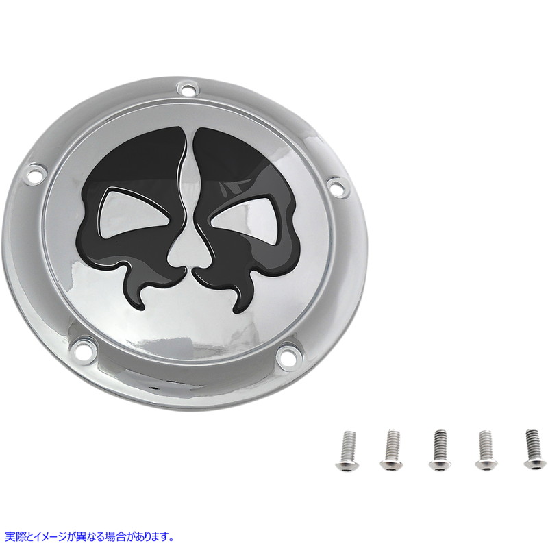 取寄せ スプリットスカルダービーカバー ドラッグスペシャリティーズ Split Skull Derby Cover - Chrome - 5-Hole 1107-0546 11070546