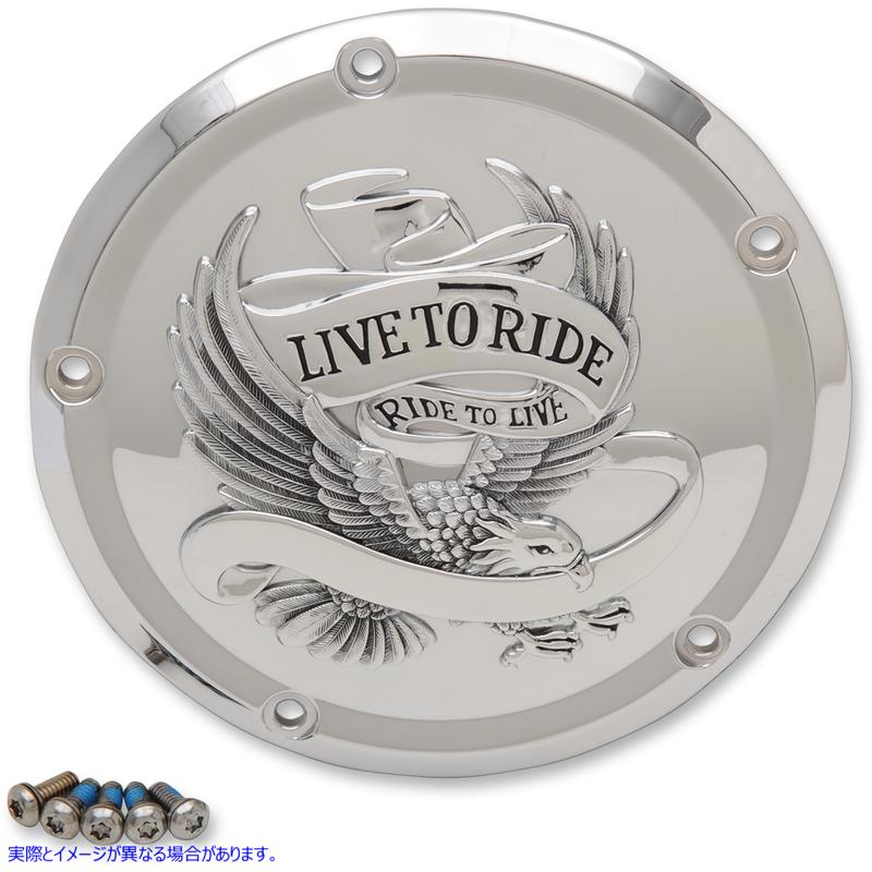 取寄せ ダービーカバーに乗るために生きる ドラッグスペシャリティーズ Live to Ride Derby Cover - 5-Hole - Chrome - Touring/Trike 1107-0554 11070554