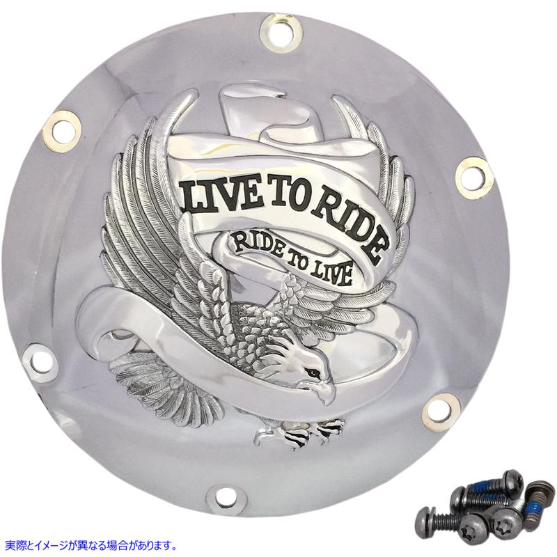 取寄せ ダービーカバーに乗るために生きる ドラッグスペシャリティーズ Live to Ride Derby Cover - 6-Hole - Chrome 1107-0629 11070629