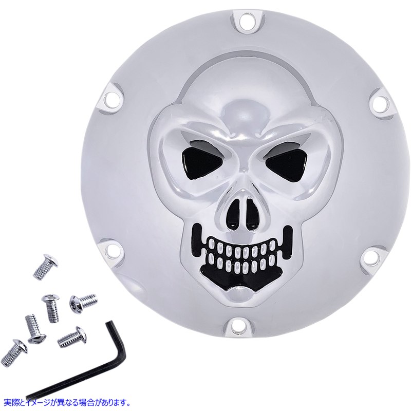 取寄せ 3-Dスカルダービーカバー ドラッグスペシャリティーズ Skull Derby Cover - Chrome - 6-Hole 1107-0631 11070631