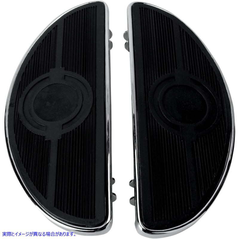 取寄せ ビンテージハーフムーンスタイルのフロアボード ドラッグスペシャリティーズ Half-Moon Floorboard - w/o Vibration Inserts - Chrome - FL 1621-0161 16210161