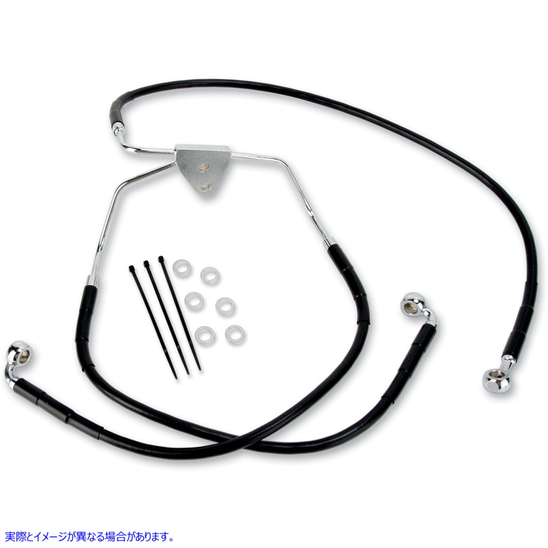 取寄せ 拡張長さブラックビニールブレーキラインキット ドラッグスペシャリティーズ Brake Line - Front - Black - +2 1741-2509 17412509