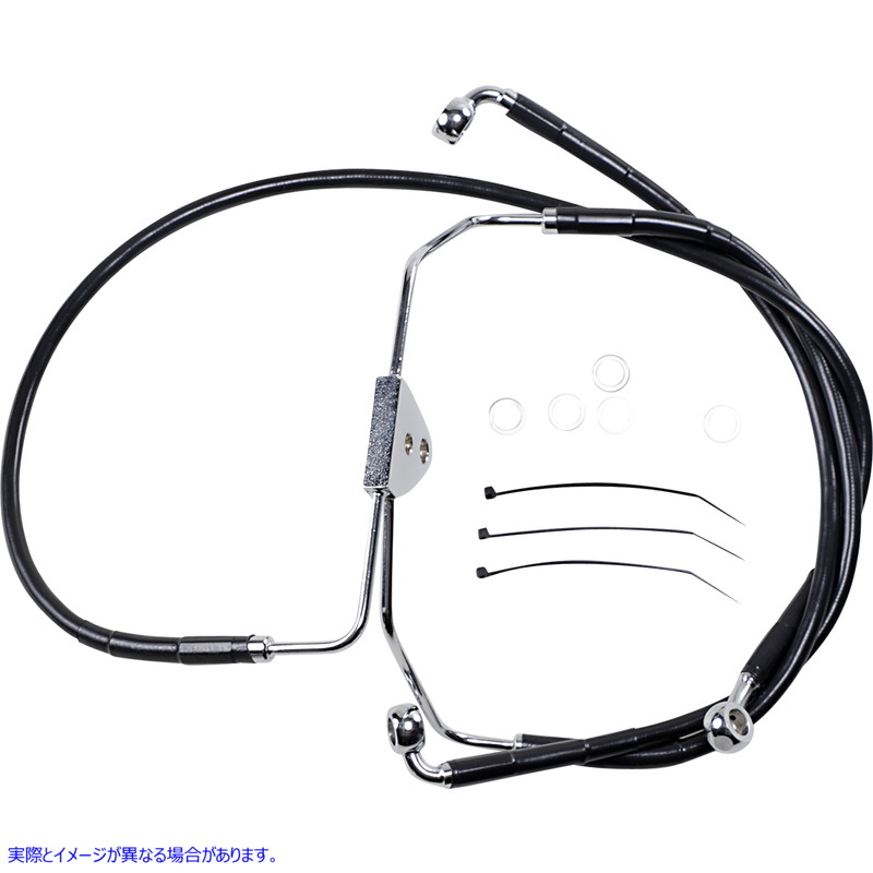 取寄せ 拡張長さブラックビニールブレーキラインキット ドラッグスペシャリティーズ Brake Line - Front - Black - +4 1741-2510 17412510