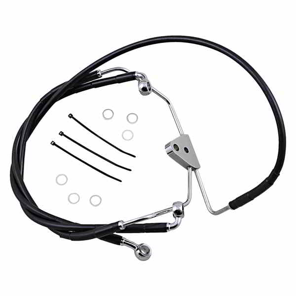 取寄せ 拡張長さブラックビニールブレーキラインキット ドラッグスペシャリティーズ Brake Line - Front - Black - +6 1741-2511 17412511