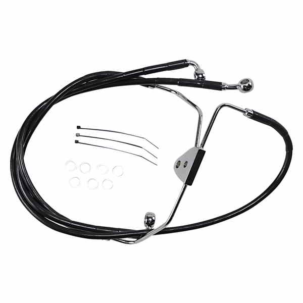 取寄せ 拡張長さブラックビニールブレーキラインキット ドラッグスペシャリティーズ Brake Line - Front - Black - +8 1741-2512 17412512