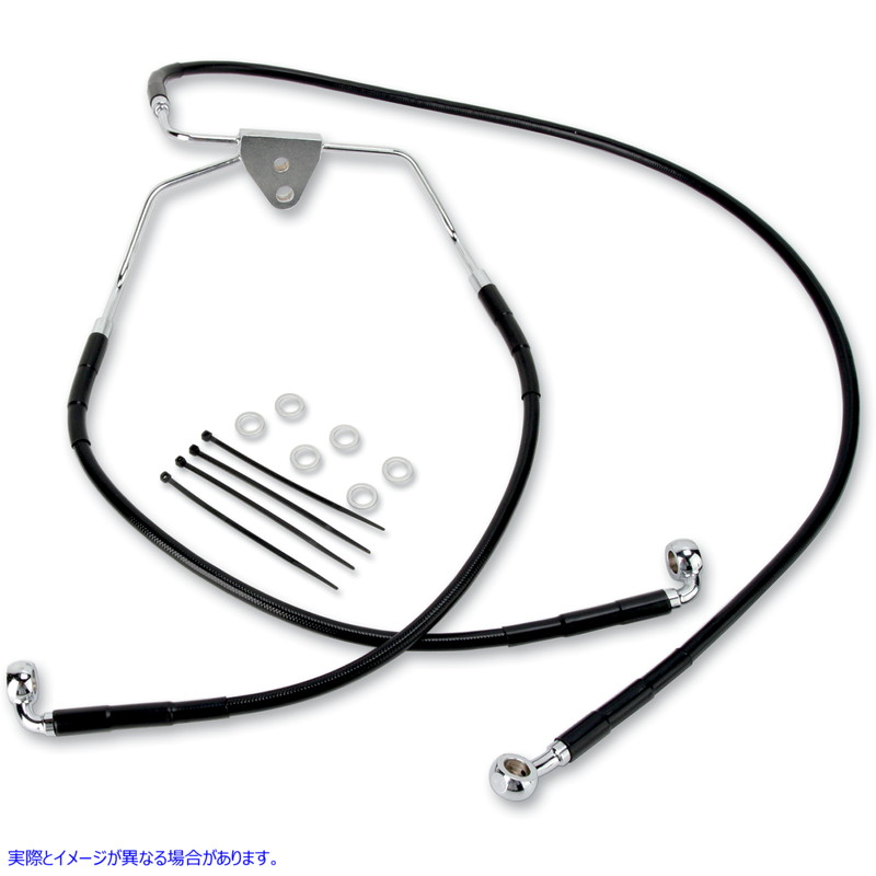 取寄せ 拡張長さブラックビニールブレーキラインキット ドラッグスペシャリティーズ Brake Line - Front - Black - +10 1741-2513 17412513