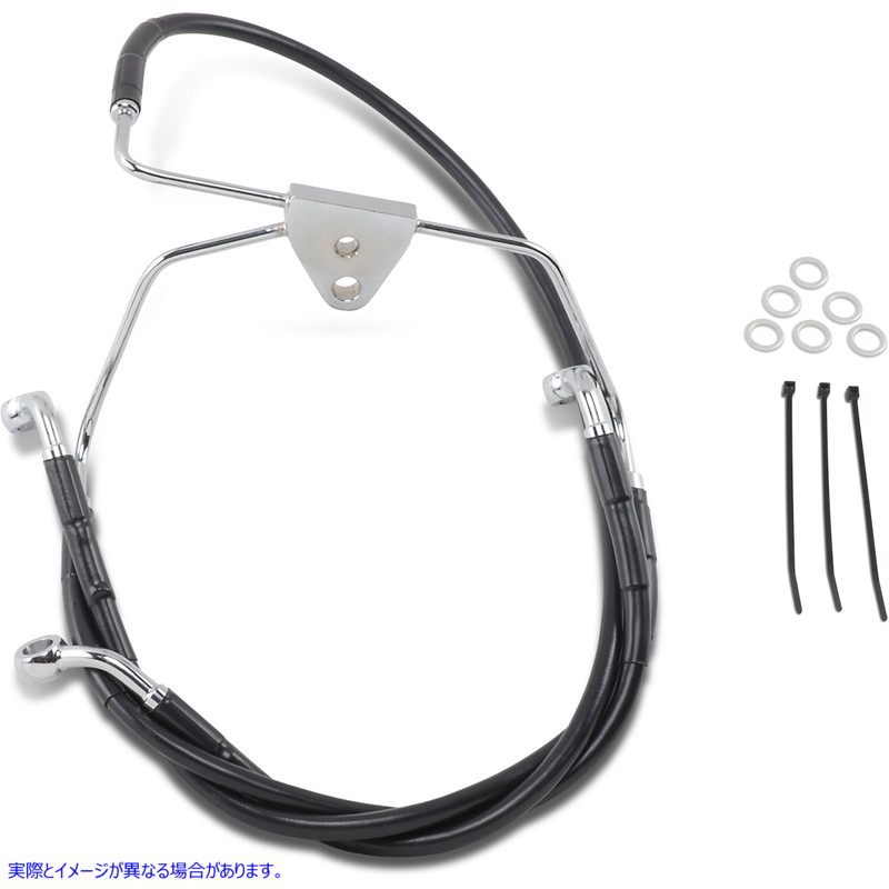 取寄せ ステンレススチールブレーキラインキット ドラッグスペシャリティーズ Brake Line - Front (Lower/Upper) - Black 1741-2514 17412514